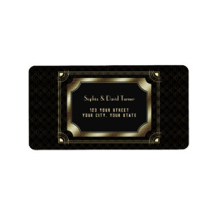 Glamourous Great Gatsby Gold Black Art Deco Weddin Label
