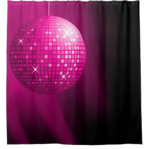 Glamourous Hot Pink Disco Ball Shower Curtain
