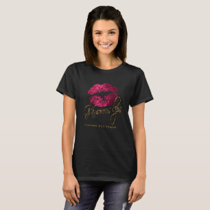 Glamourous Hot Pink Glitter Lips T-Shirt