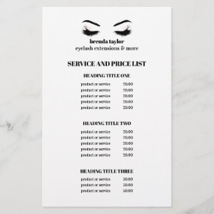 Glamourous Impressive EYELASH SALON SERVICE LIST Flyer
