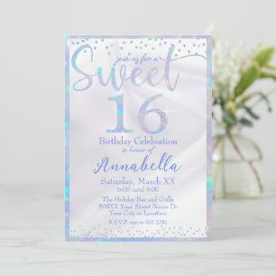 Glamourous Iridescent Opal Sweet 16 Birthday Invitation