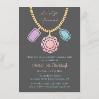 Glamourous Jewellery Making Girls Birthday Party Invitation
