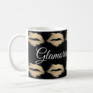 Glamourous Kiss Pattern (gold) Coffee Mug
