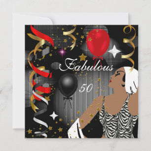 Glamourous Lady Fabulous 50 Fifty Birthday Party 3 Invitation