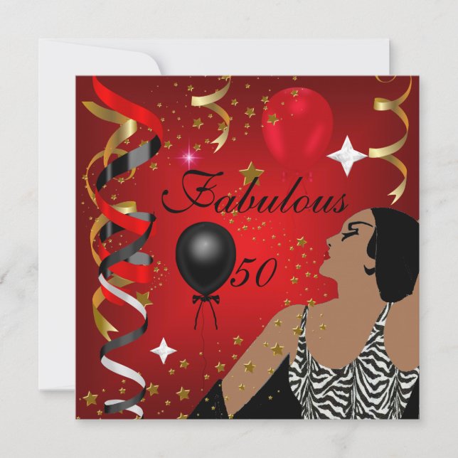 Glamourous Lady Fabulous 50 Fifty Birthday Party 4 Invitation (Front)