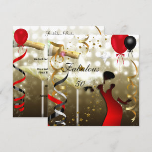 Glamourous Lady Fabulous 50 Fifty Birthday Party Invitation