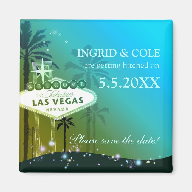 Glamourous Las Vegas Wedding Save the Date Magnet (Front)