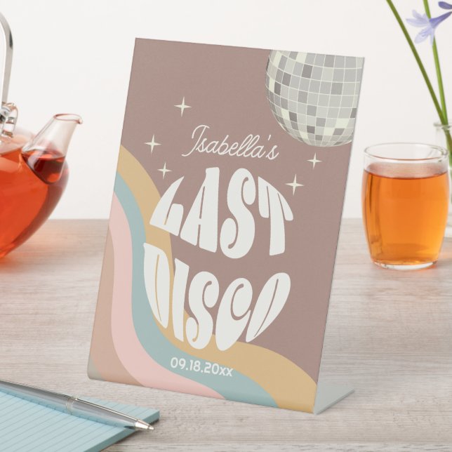 Glamourous Last Disco Retro 70s Groovy Bachelorett Pedestal Sign (In SItu)