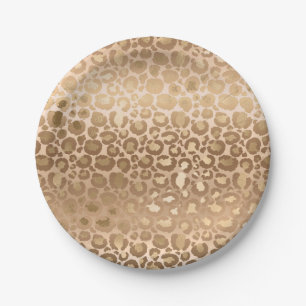 Glamourous Light Brown Tiger Stripes Animal Print Paper Plate