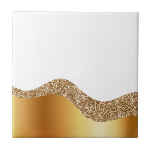 Glamourous Light Brown White Waves Elegant Deluxe Tile