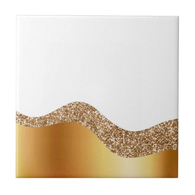 Glamourous Light Brown White Waves Elegant Deluxe Tile (Front)
