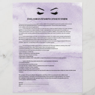 Glamourous Lilac EYELASH EXTENSION CONSENT FORM Flyer