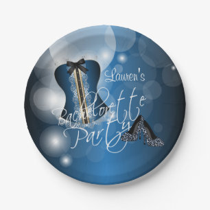 Glamourous Lingerie Bachelorette Party    Blue Paper Plate