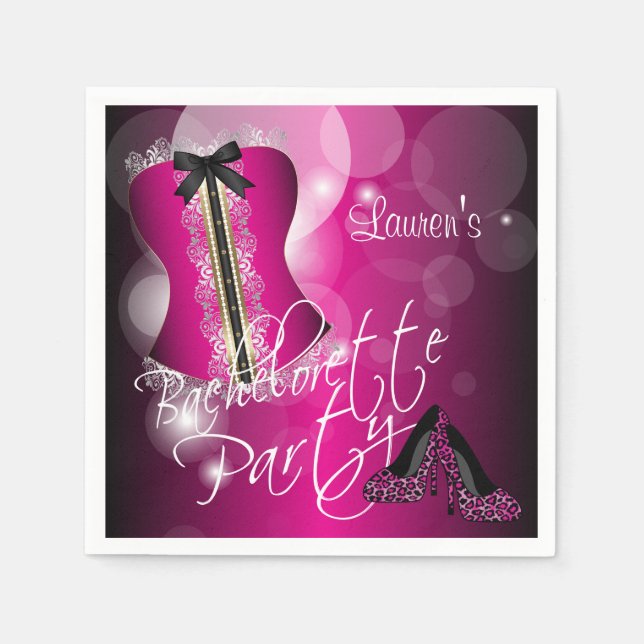 Glamourous Lingerie Bachelorette Party  | Hot Pink Napkin (Front)
