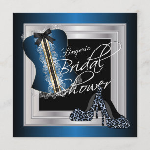 Glamourous Lingerie Bridal Shower   Blue Invitation