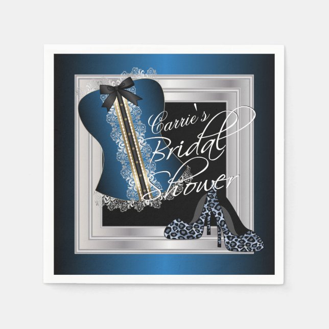 Glamourous Lingerie Bridal Shower | Blue Napkin (Front)