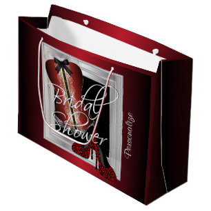 Glamourous Lingerie Bridal Shower Dark Red Large Gift Bag
