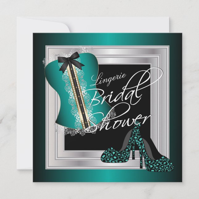 Glamourous Lingerie Bridal Shower | Mint Green Invitation (Front)