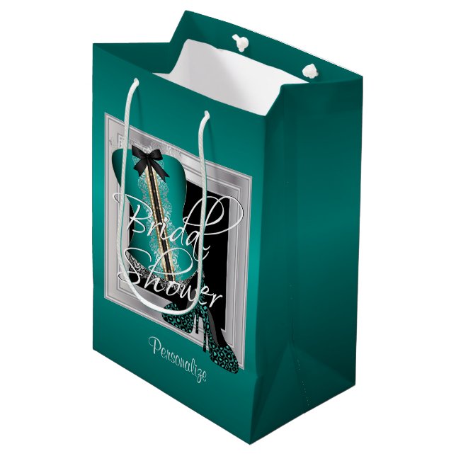 Glamourous Lingerie Bridal Shower | Mint Green Medium Gift Bag (Front Angled)