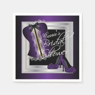 Glamourous Lingerie Bridal Shower Purple Napkin