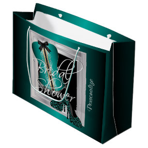 Glamourous Lingerie Bridal Shower Teal Large Gift Bag