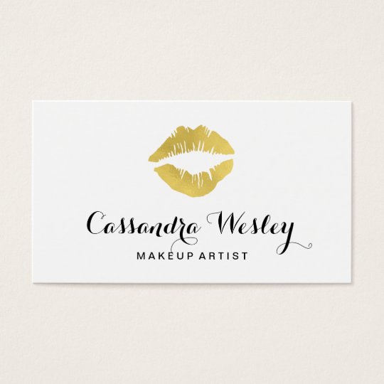 Glamourous Lips | Faux Gold Foil Business Card
