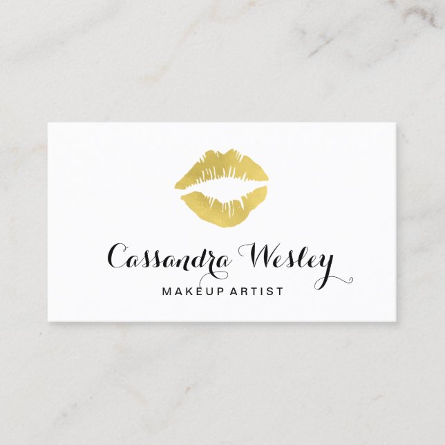 Glamourous Lips | Faux Gold Foil Business Card (Front)