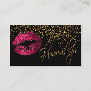Glamourous Lips with Gold Confetti & Hot Pink Lips Business Card