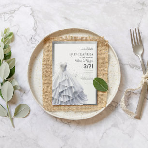 Glamourous Lux Silver Glitter and Foil Formal Dres Thank You Card