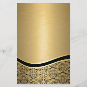 Glamourous luxury golden damask monogram stationery