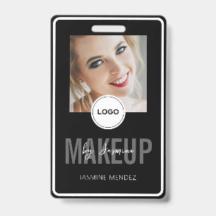 Glamourous Makeup Artist Black White Photo Lanyard ID Badge