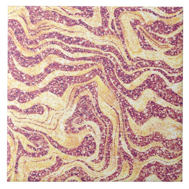    Glamourous Marbly Blush Pink & Rose Gold Glitte Tile (Front)