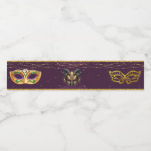 Glamourous Masquerade Party Favours Water Bottle Label