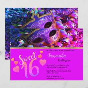 Glamourous Masquerade Sweet 16 Invitation