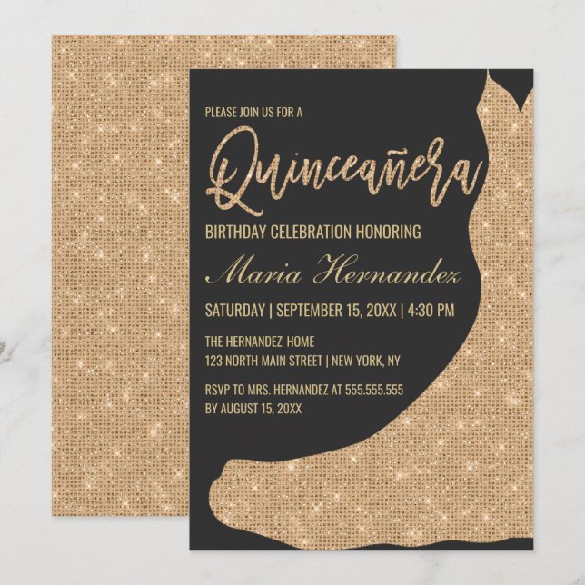 Glamourous Mermaid Dress Elegant Luxury Quinceañer Invitation (Front/Back)