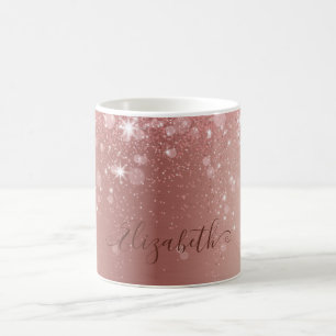 Glamourous Metallic Brushed Rose Gold Glitter Coffee Mug