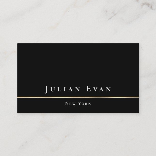 Glamourous Minimalistic Elegant Black and Gold  Business Card (Front)