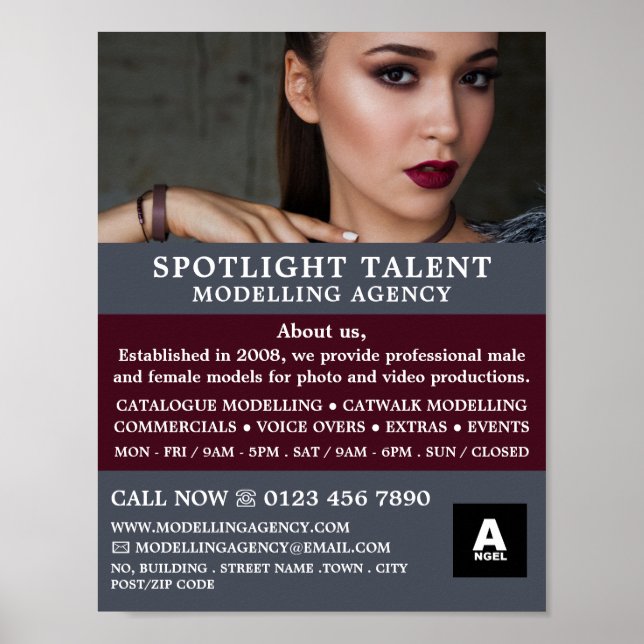 Glamourous Model, Modelling Agency, Model Agent Poster (Front)