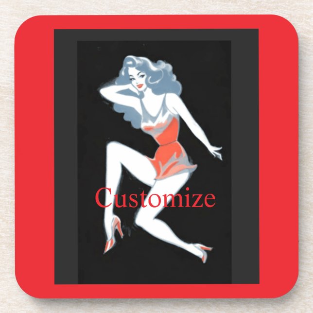 Glamourous Model Posing Thunder_Cove Coaster (Front)
