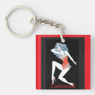 Glamourous Model Posing Thunder_Cove Key Ring