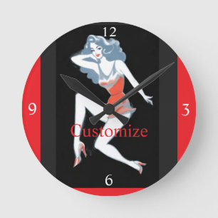 Glamourous Model Posing Thunder_Cove Round Clock