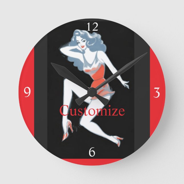 Glamourous Model Posing Thunder_Cove Round Clock (Front)