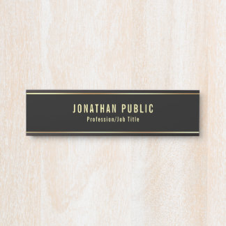 Glamourous Modern Black And Gold Template Door Sign
