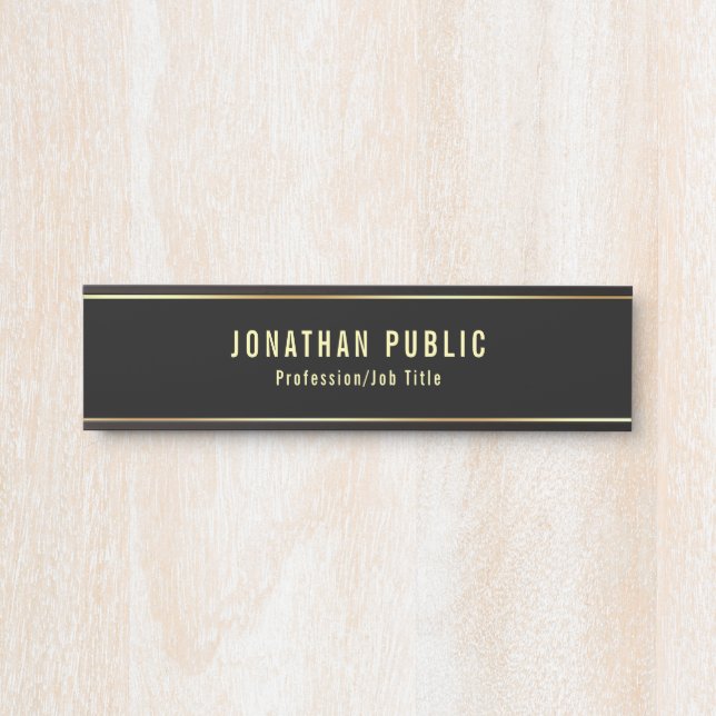 Glamourous Modern Black And Gold Template Door Sign (Front)