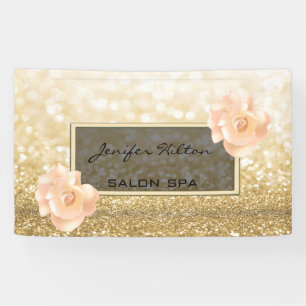 Glamourous modern chic faux gold glittery roses banner
