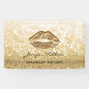 Glamourous modern chic faux gold lips glittery banner