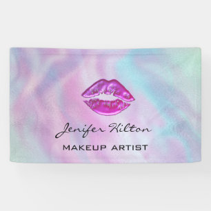 Glamourous modern chic holographic rainbow  lips banner