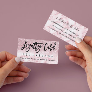 Glamourous Modern Chic Pink Glitter Marble Ombre Loyalty Card