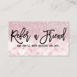Glamourous Modern Chic Pink Glitter Marble Ombre Referral Card