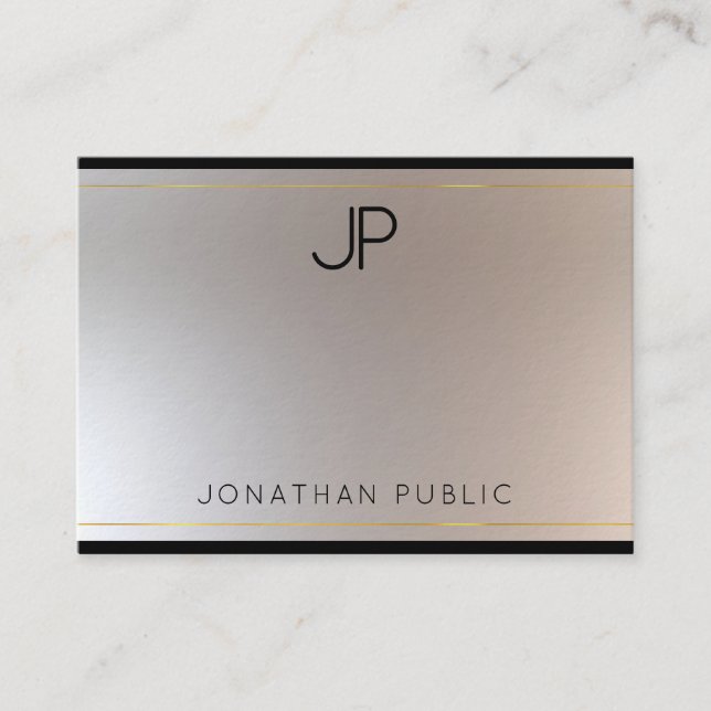 Glamourous Modern Monogram Gold Silver Template Business Card (Front)
